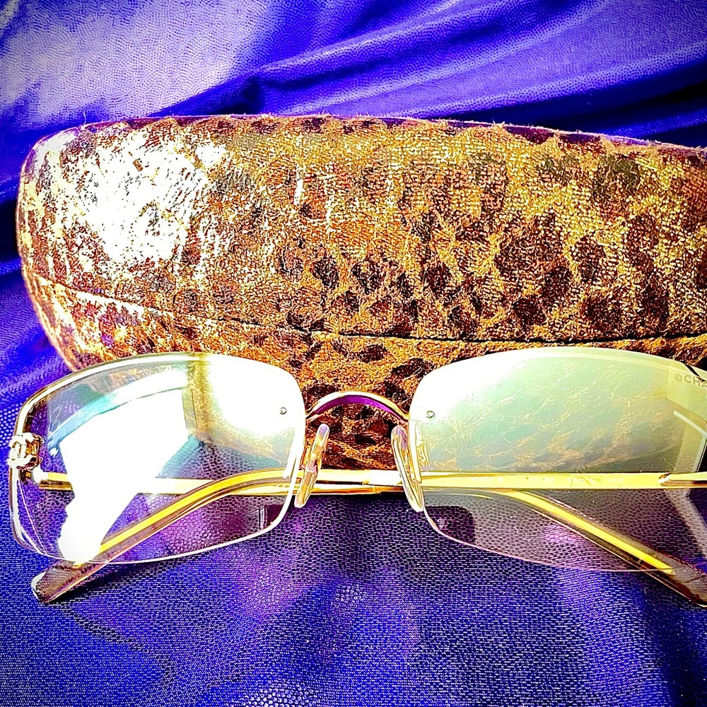 AUTHENIC Vintage Chanel Rimless Sunglasses with Swarovski Crystals